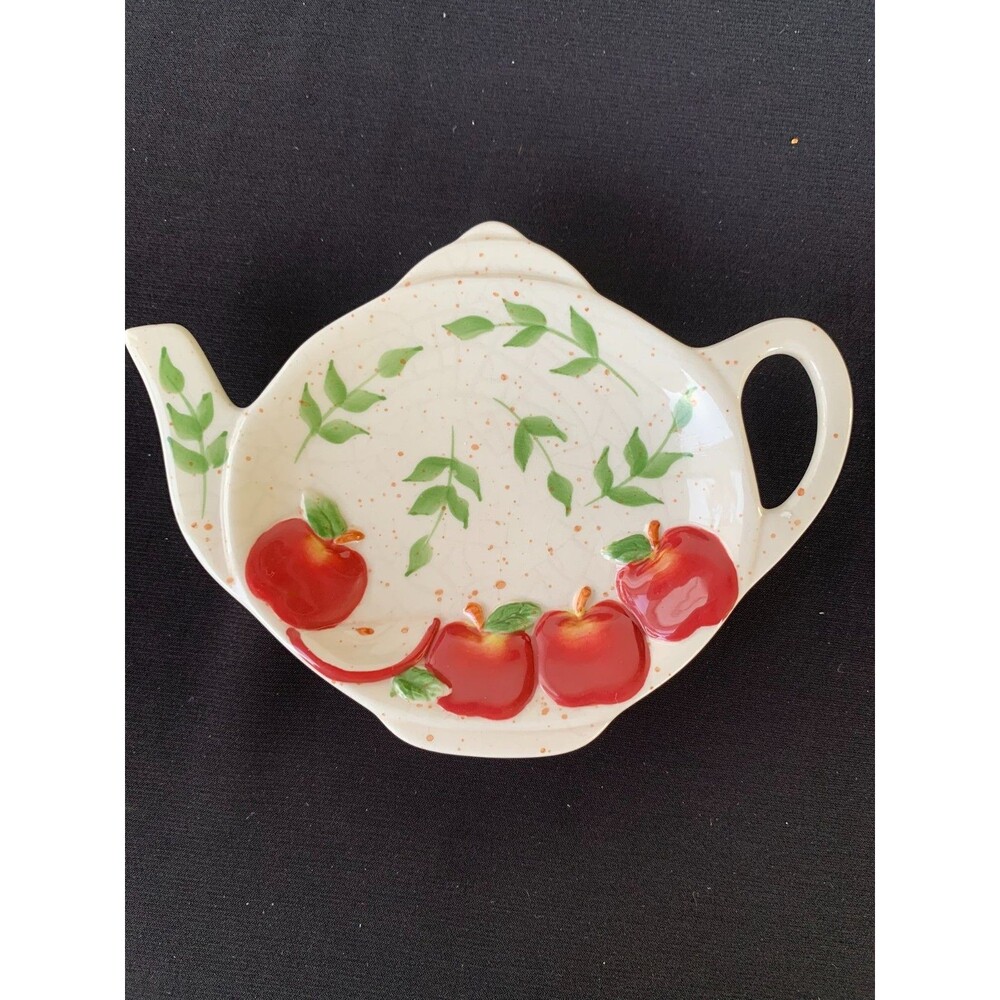 Vintage Tea Bag Holder JKL  Apples and Leaves